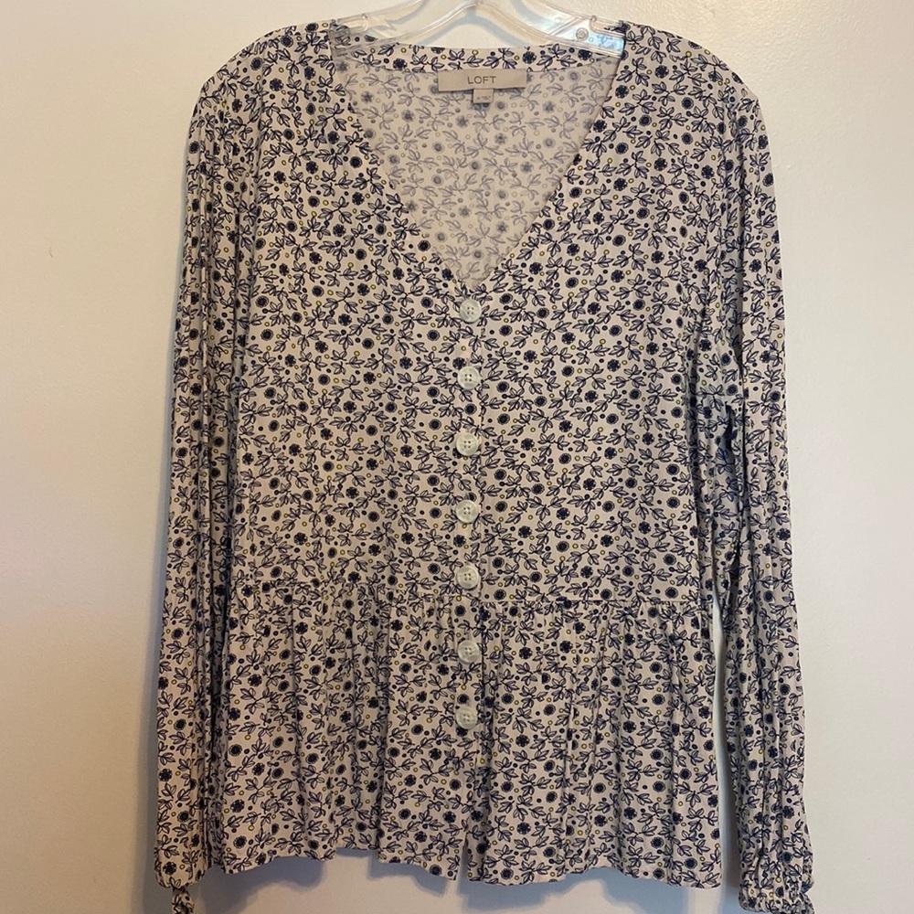LOFT Peplum Button-Down Top